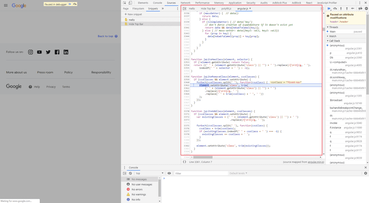 Chrome Devtools DOM Breakpoint Code