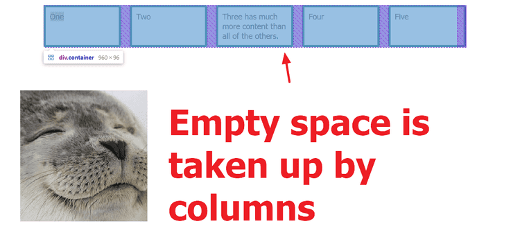 Space spread out between columns