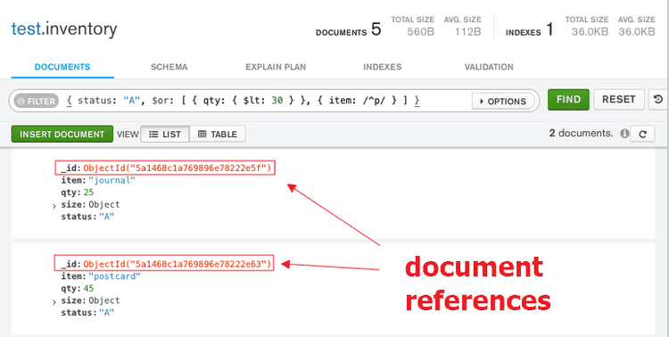 Document reference in MongoDB example