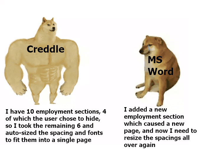 Creddle vs Microsoft Word for Resumes